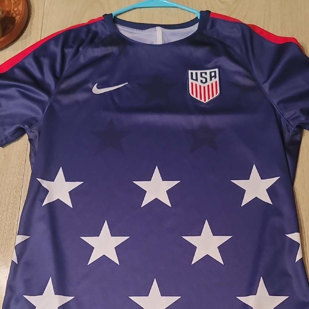 Nike Kids Navy Blue USA Star Soccer Jersey with Red Accents